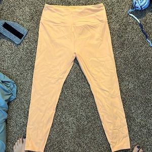 Peach ribbed leggings